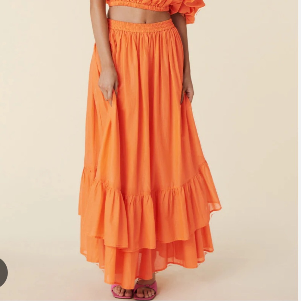 Spell Orange Maxi Skirt